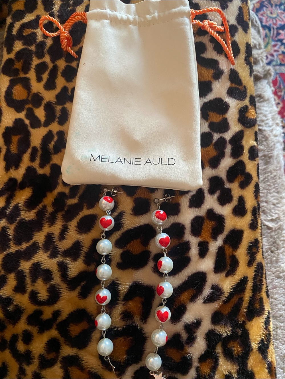 Melanie Auld Red Heart Pearl Drop Earrings